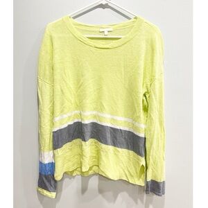Lisa todd linen lime green striped sweater